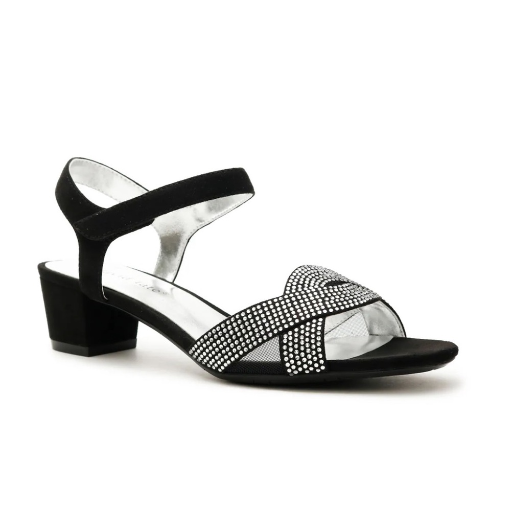 David Tate Rona dressy sandal 1.5” block heel rhinestone embellished 9 WW NIB